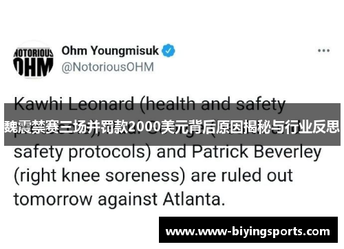 魏震禁赛三场并罚款2000美元背后原因揭秘与行业反思